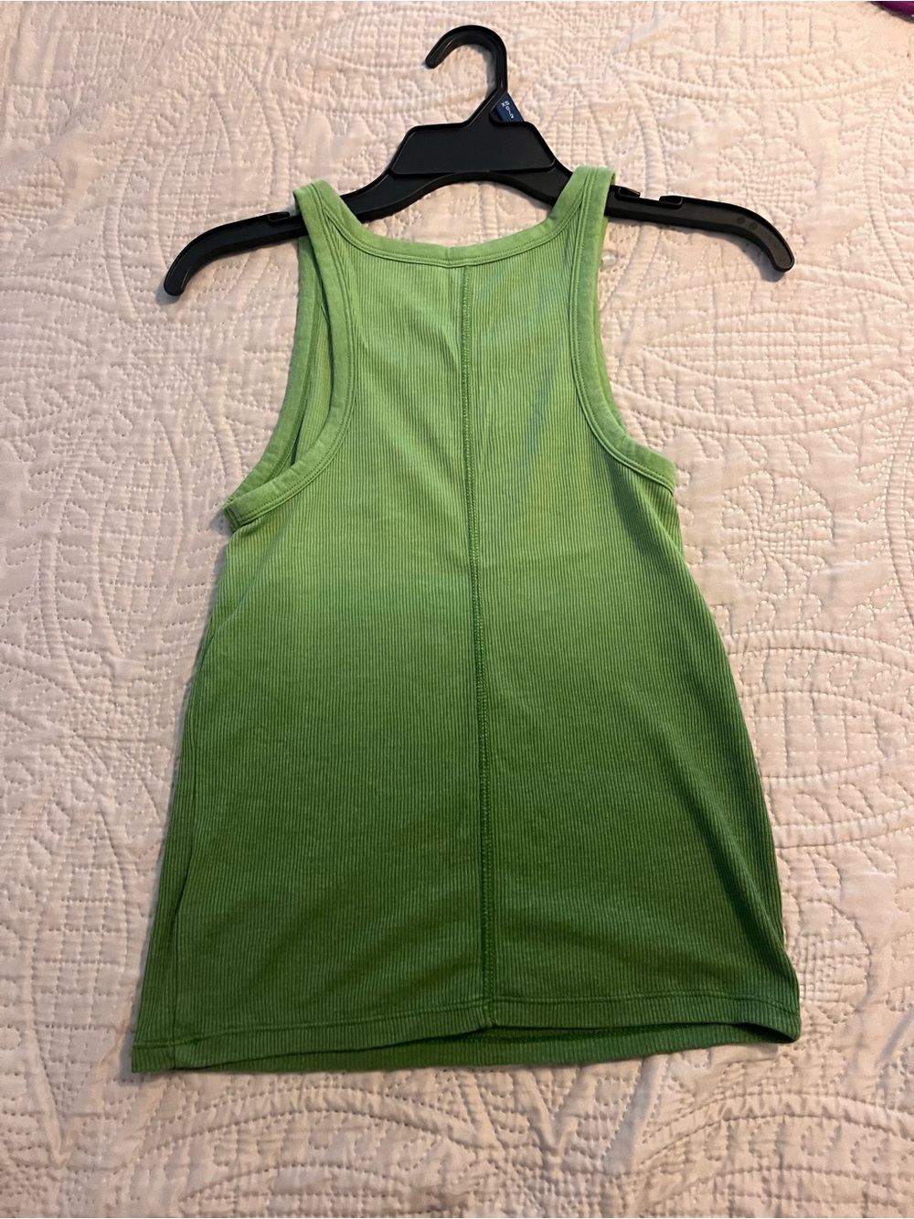 aerie Green Ribbed Racerback Tank Top